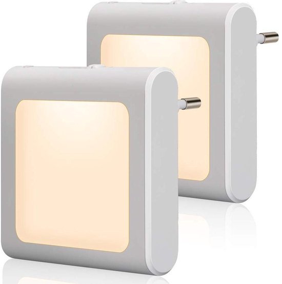 Dussdote Nachtlampfitting - met schemersensor - 2 lampkoppen - traploos instelbare lichtsterkte - ideaal voor kinderkamers, trappenhuizen, slaapkamers, keukens - kan worden gebruikt als richtingsverlichting - warm wit licht van Dussdote