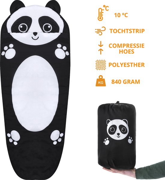 Dutch Mountains Kinderslaapzak Panda - 170 x 70cm Polyester - Zacht en Lichtgewicht - Opberghoes van Dutch Mountains