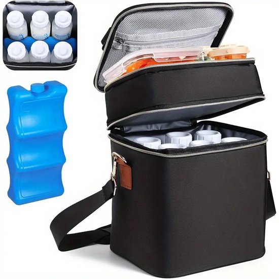 Dutchers.® Kolftas - Dubbel Geïsoleerd - Met Extra Opbergvak - 100% Lekvrij - Koeltas Borstvoeding - Kolftas Moedermelk - Koeltas Baby - Koeltas Kolf - Kolftas - Thermisch Geïsoleerd - Stijlvol & Praktisch - Gemakkelijk mee te nemen en op te bergen! van Dutchers