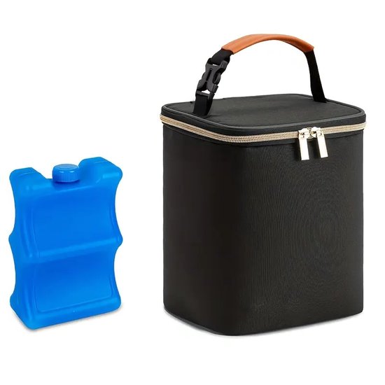 Dutchers.® Kolftas - + Koelelement Inbegrepen - Ruimte voor 4 flesjes - Koeltas Borstvoeding - Kolftas Moedermelk - Koeltas Baby - Koeltas Kolf - Kolftas - Thermisch Geïsoleerd - Stijlvol & Praktisch - Gemakkelijk Mee te Nemen en op te Bergen - Zwart van Dutchers