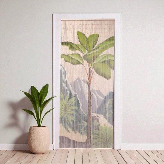 Dutchers® Vliegengordijn 90x200 cm Bamboe - Deurgordijn Palmplant - Deurhor - Horgordijn - Bamboegordijn - Kralengordijn deur van Merkloos