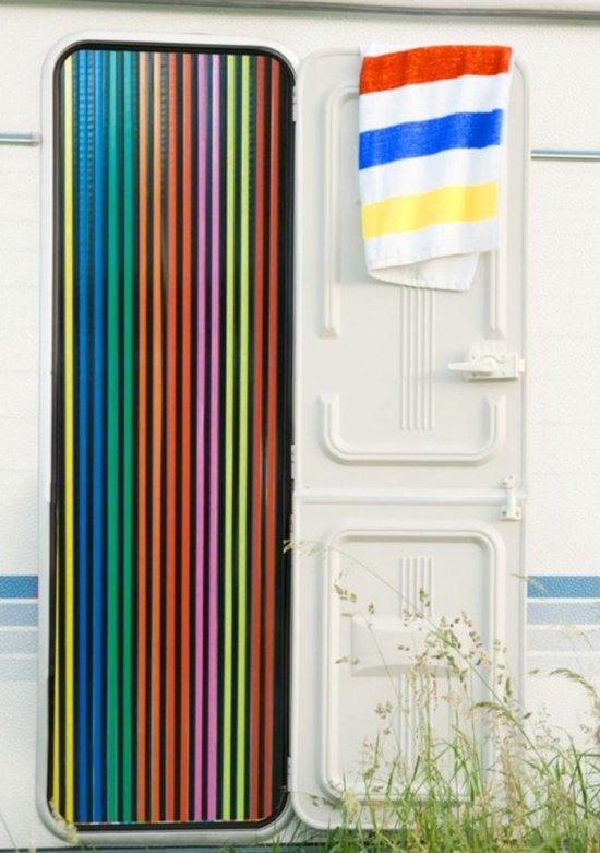 Dutchers® Vliegengordijn - Deurhor - Horren - Horgordijn - Deurgordijn - 90x200 - Multicolor gestreept zwart