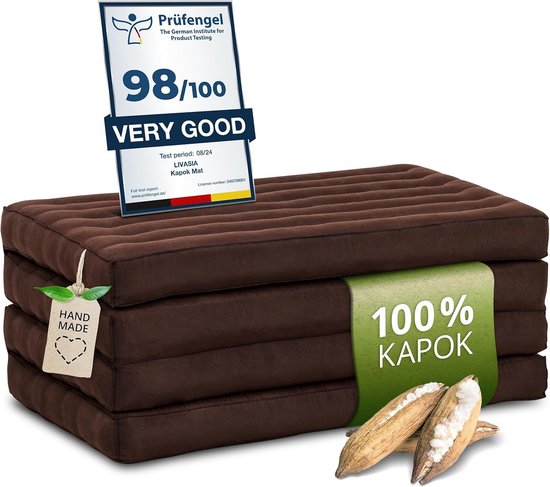 Duurzaam Kapok Klapmatras 200x80cm - Gastenbed en Yogamat van Merkloos