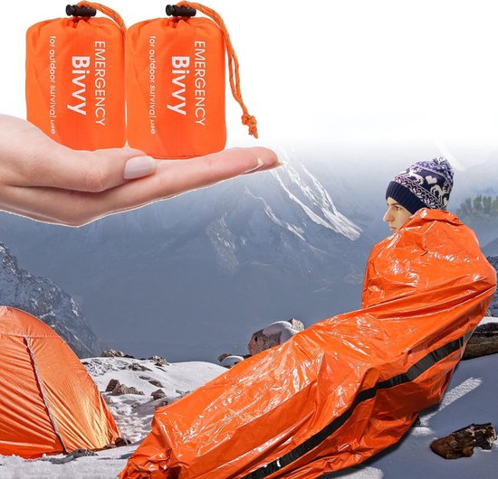 Duurzame 2-delige waterdichte nooddeken en slaapzak voor overleving, bescherming tegen kou, ideaal voor outdoor camping en hiking