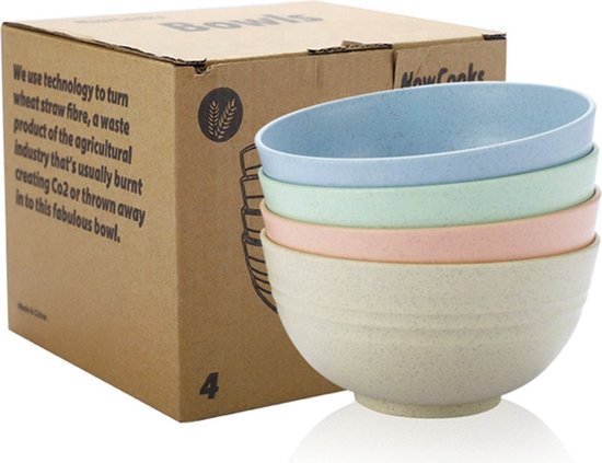 Duurzame Bio-based Set Kommen | 4 Stuks | 12x6x5 cm | Vaatwasserbestendig | Ideaal voor Camping, Vakantie, Picknick