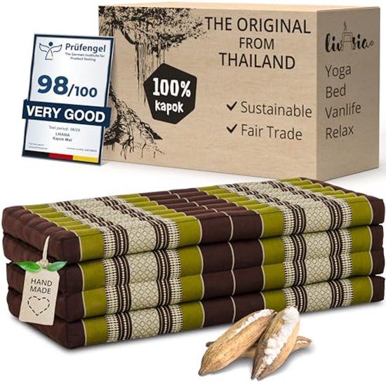 Duurzame klapmatras 200x110cm - ecologische gastenmatras voor yoga, kamperen en balkon van Merkloos