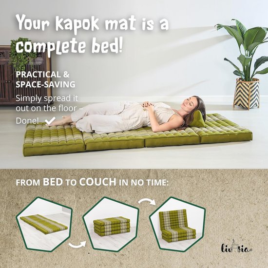 Duurzame klapmatras 200x80cm voor gasten en outdoor - Ecologische yogamat en ligstoel voor tuin en balkon van Ecoolz.