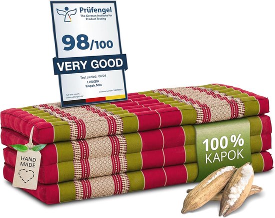 Duurzame klapmatras van kapok 200x110x8cm - Ecologische gastenmatras en ligstoel voor tuin en balkon van Merkloos