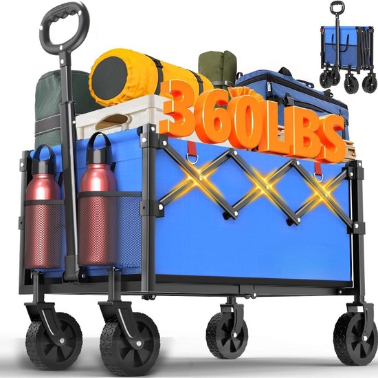 DYNA® Bolderkap Opvouwbaar Luchtbanden - Bolderkar - Bolderkar Opvouwbaar - Blauw - 45cm x 42cm x 95cm van Merkloos