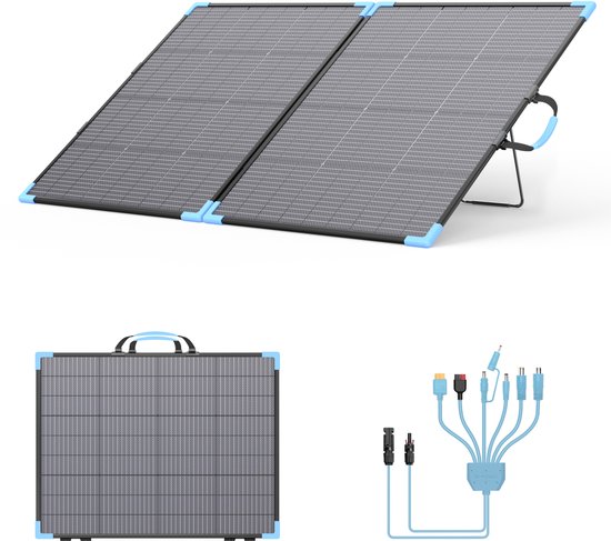 E-POWO 220W Bifaciaal Vouwbaar Zonnepaneel, Monokristallijn ETFE Draagbare Zonneoplader IP68 Waterdicht voor Kamperen, Camper, Powerstation en Noodstroom