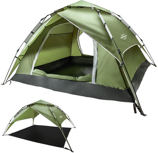 Eastwall Kampeertent - Pop-up Campingtent - 230 x 230 cm - UV bescherming - 3-4 personen - Tent - Groen van Merkloos