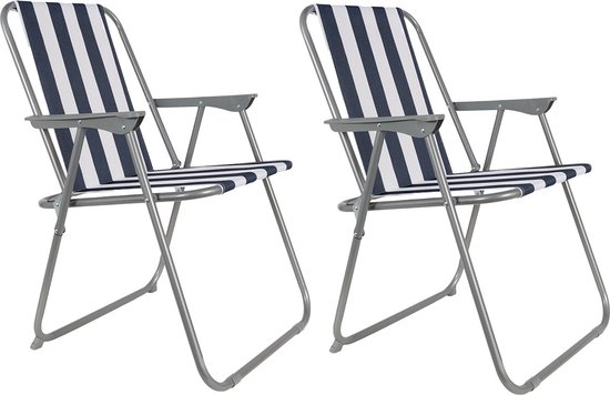 EASTWALL Opvouwbare Kampeerstoel - 2 stuks - Multifunctionele Vouwstoel - Campingstoel met Bekerhouder - Tuinstoel Inklapbaar - Klapstoel -Strandstoel - Visstoel - Blauw/wit van EASTWALL