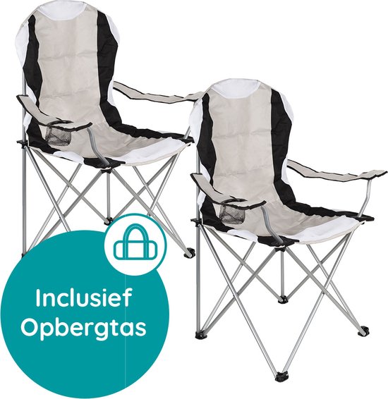 EASTWALL Opvouwbare Kampeerstoel - 2 Stuks - Visstoel - Multifunctionele vouwstoel - Met bekerhouder - Waterdicht - Klapstoel Inklapbaar - Max 120 kg - Grijs van EASTWALL