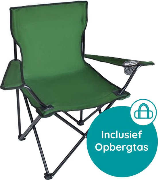 EASTWALL Opvouwbare Kampeerstoel - Visstoel - Multifunctionele vouwstoel - Campingstoel met bekerhouder - Tuinstoel - Klapstoel - Max 100 kg - Groen van EASTWALL