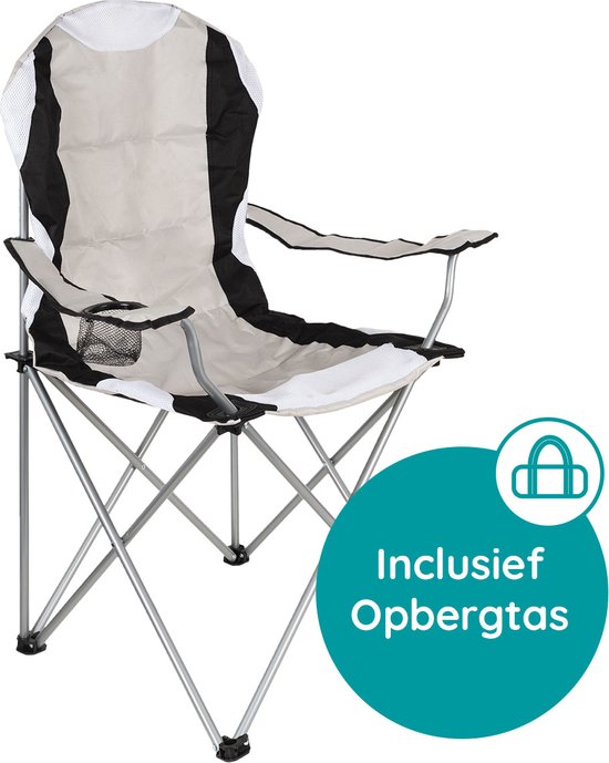 EASTWALL Opvouwbare Kampeerstoel – Visstoel – Multifunctionele vouwstoel – Met bekerhouder – Waterdicht – Klapstoel Inklapbaar – Max 120 kg – Grijs van EASTWALL