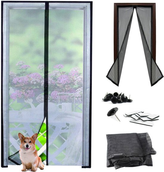 EASTWALL Vliegengordijn - Magnetisch deurgordijn – Deurhor - 210 x 100 cm – Polyester - Mesh - Zwart