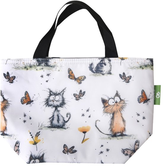 Eco Chic - Cool Lunch Bag - C111WT - White Whimsy Cats van Merkloos