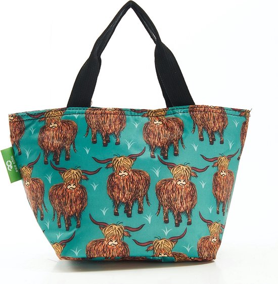 Eco Chic - Cool Lunch Bag - C25TL - Teal - Highland Cow van Merkloos