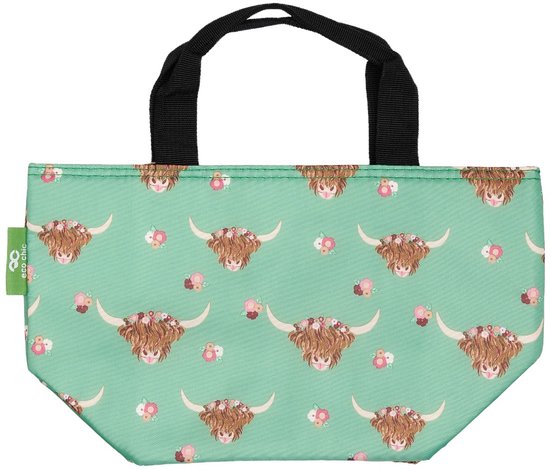 Eco Chic - Cool Lunch Bag - C76GN - Green - Floral Highland Cow van Merkloos