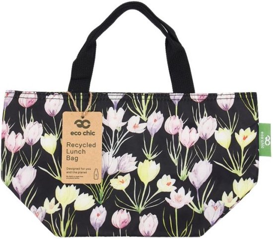 Eco Chic Cool Lunch Tasje - Zwarte Krokusbloem van Eco Chic