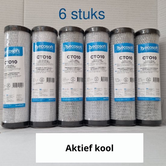 Ecosoft 6 stuks - Aktieve Kool filter - koolfilter - voor 10" filterhuis , carbonfilter - carbon block van Ecosoft