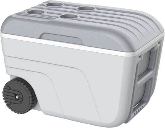 EDA Grote koelbox Glacieres - 52 L - kunststof - grijs - 59 x 36 x 42 cm - met wieltjes van Merkloos