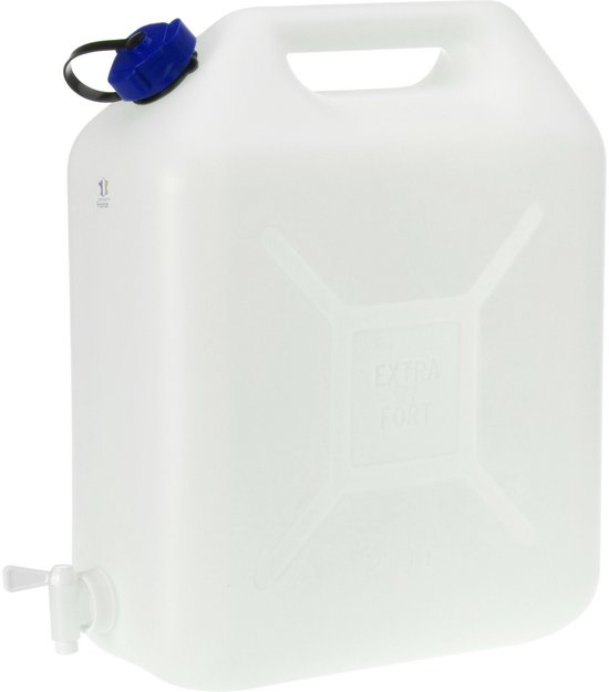 EDA Jerrycan voor water - 20 liter - Kunststof - met kraantje en dop - Water halen - camping - 41 x 17 x 44 cm van EDA