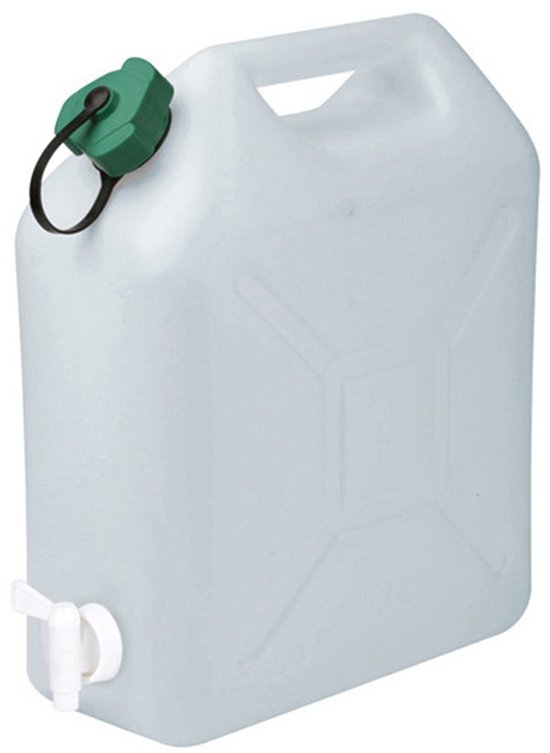 EDA Water Jerrycan of watertank - 15 Liters - met kraantje - transparant kunststof - 32x16x38cm van EDA