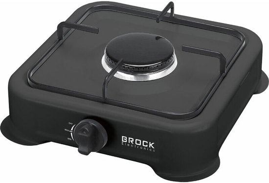 Eén Pits Gasfornuis - Draagbaar Camping Kookstel - Kampeer Gasstel - 1-Pits Gas Kookplaat 24 x 24 x 6 cm Zwart van Benson