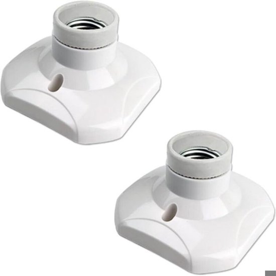 Een set van twee E27 schroeffittingen, AC 230V, kunststof LED-lamphouders, E27-fitting, geschikt voor plafondlampen, wandlampen en andere verlichtingsarmaturen.