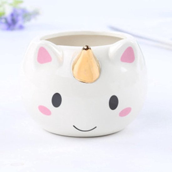 Eenhoorn Mok - Koffiemok Theekop - Thee Koffie Drinken - Creatief 3D Ontwerp - 300 ml - Wit