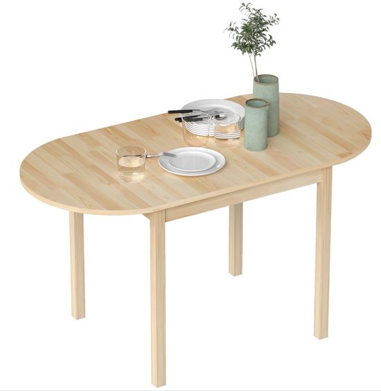 Eettafel – Klaptafel – Inklapbare Tafel – Uitklapbare Tafel – Houten Tafel – Massief Dennehout – Ruimtebesparend Ontwerp – 140x70x75 cm