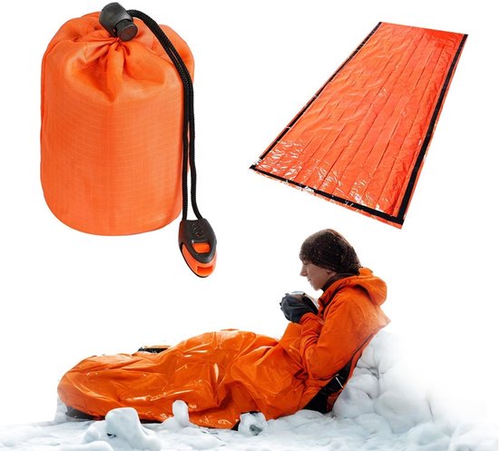 EHBO-slaapzak voor buiten - noodslaapzak - kamperen - wandelen - bergbeklimmen - wildernisslaapzak - onderkoelingsslaapzak - thermische uitrusting overlevingsdeken van Merkloos