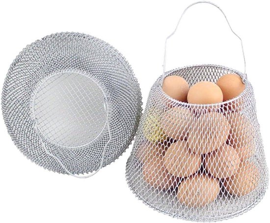 Eier Mand Opvouwbaar - Draadmanden Fruitmand - Eieren Verzamelen - Ruimtebesparend Ontwerp - 21 x 15 x 11 cm - Zilver