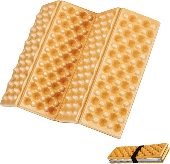 Eiernest-kussen outdoor draagbaar en opvouwbaar ultralicht dikke picknickmat voor wandelen, kamperen en vissen ademend en isomat 40 x 30 x 2 cm, geel