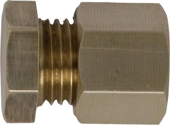 Eindstop messing met knelkoppeling 8mm van Merkloos
