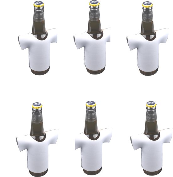 Eizook 6 st. Sport Voetbal Shirt bier fles Koelhoudhoesje - Wit van EIZOOK