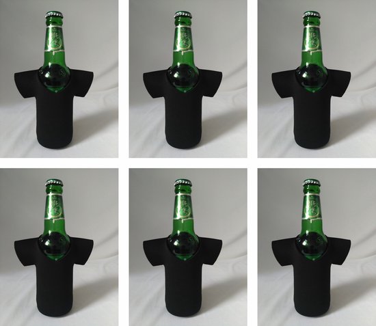 Eizook 6 st. Sport Voetbal Shirt bier fles Koelhoudhoesje - Zwart van EIZOOK