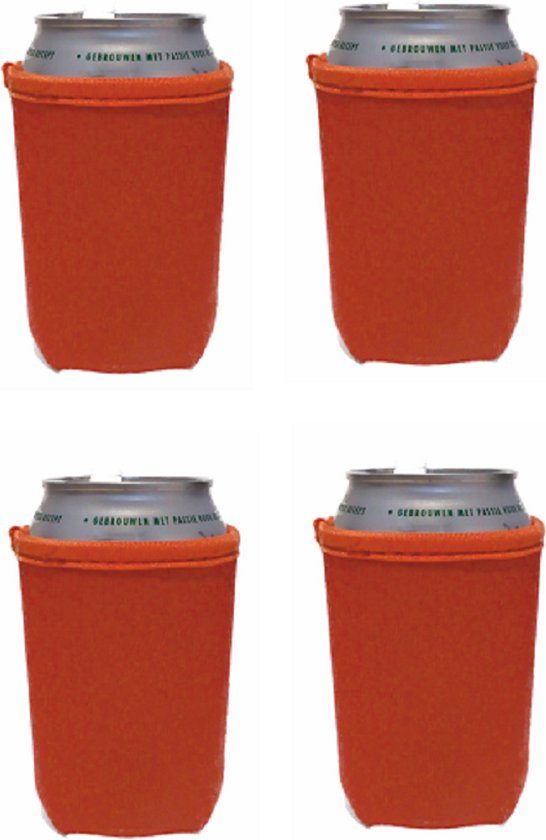 EIZOOKSHOP 4 stuks bier - frisdrank blik koelhoud hoesjes - ORANJE van EIZOOK
