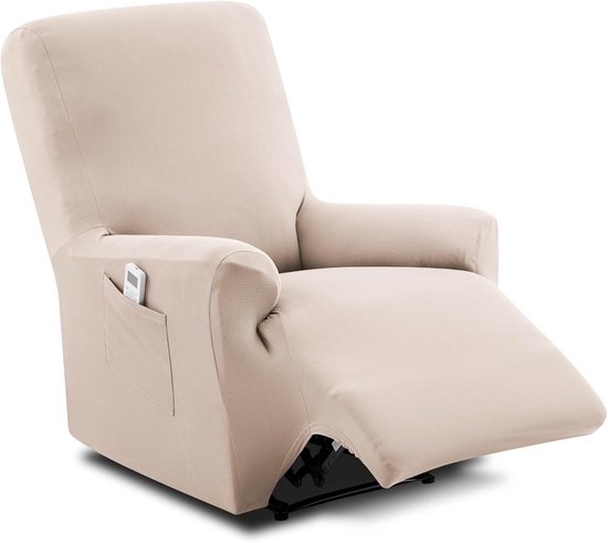 Elastic Relaxfauteuil Hooverhoes - Universele Beschermhoes voor Sta-op Stoel - Wasbaar Beige