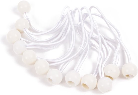 Elastiek met bal wit - 12 delig - Spanelastiek - 17cm - Benson van Benson