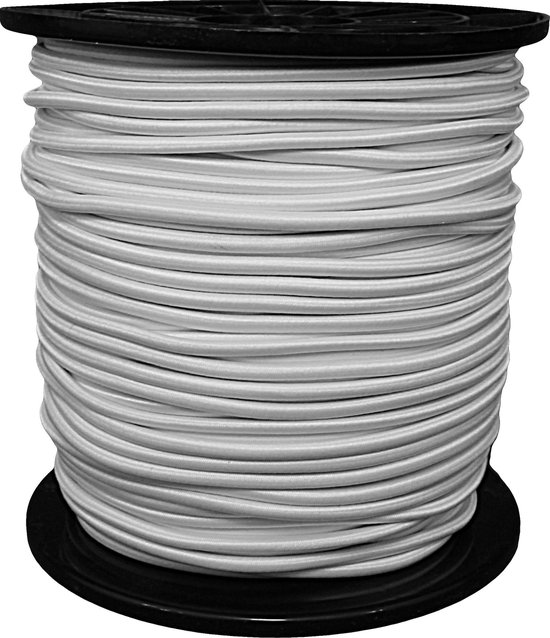Elastiekkoord - 100mtr - 10mm - wit - haspel - elastisch koord van Toolland