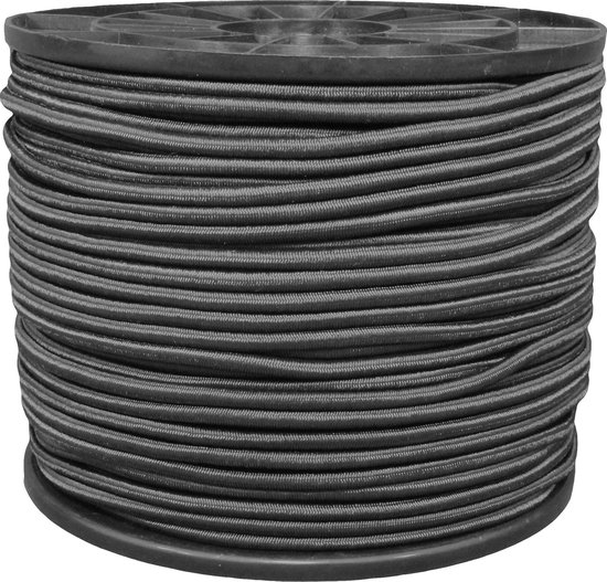 Elastiekkoord - 100mtr - 10mm - zwart - haspel - elastisch koord van Toolland