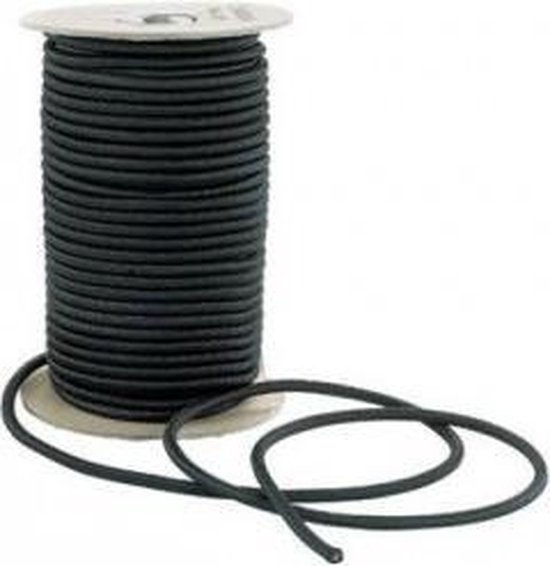 Elastisch Touw - 6 mm - ZWART - elastiek per meter van Toolland