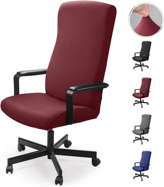 Elastische Bureaustoelhoes Set van 2 - Moderne Stoelbekleding voor Draaistoelen - Wasbaar en Duurzaam - Wijnrood