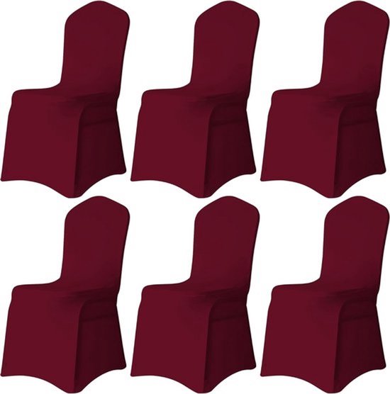 Elastische stoelhoezen voor evenementen - Verstelbare en wasbare bekleding (bordeauxrood, 6 stuks)