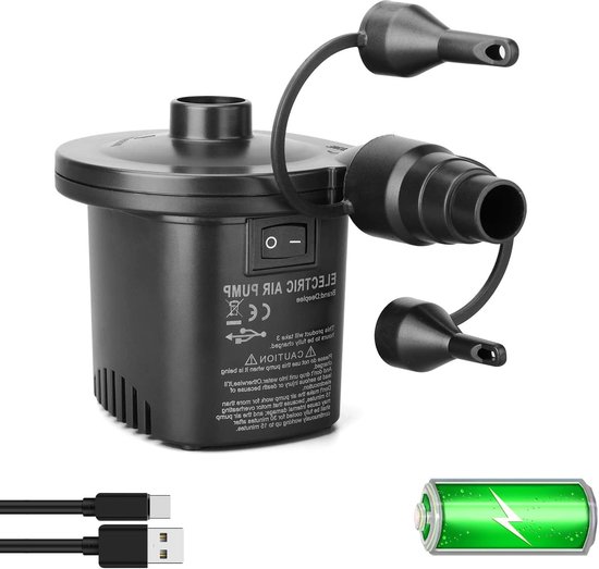 Electric Air Pump - USB Powered Inflator Deflator with 3 Nozzles for Mattress, Pillow, Bed, Boat - Deeplee van Merkloos