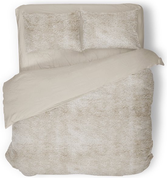 Eleganzzz Dekbedovertrek Flanel Fleece - Beige - Dekbedovertrek 240x200/220cm - 100% flanel fleece - Lits Jumeaux dekbedovertrekken - 240x220cm - Fluffy Dekbedovertrek van Merkloos