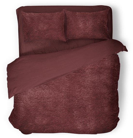 Eleganzzz Dekbedovertrek Flanel Fleece - Bordeaux - Dekbedovertrek 200x200/220cm - 100% flanel fleece - Tweepersoons dekbedovertrekken - 200x220cm - Fluffy Dekbedovertrek van Merkloos
