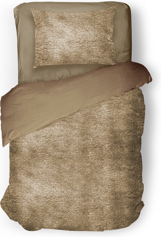 Eleganzzz Dekbedovertrek Flanel Fleece - Gold - Dekbedovertrek 140x200/220cm - 100% flanel fleece - Eenpersoons dekbedovertrekken - 140x220cm - Fluffy Dekbedovertrek van Merkloos